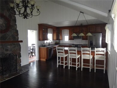 View of the kitchen from the family room.