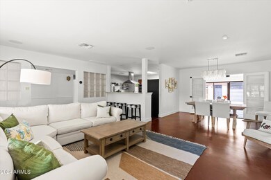 Family room facing dining and kitchen
