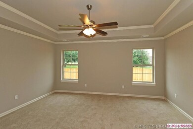 Master has coffered ceiling with crown