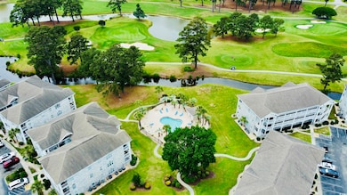 Bird's eye view of a large body of water and a gol