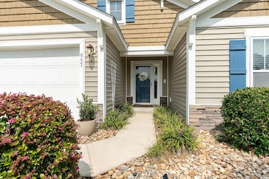Property entrance with a garage