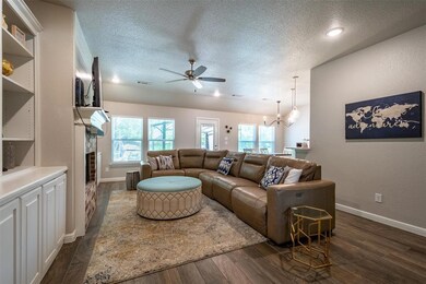 Living room area with builtins