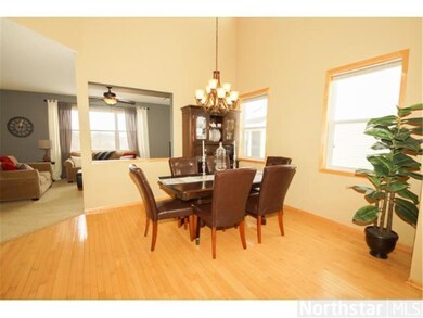 Formal dining room offers an elegant chandelier an