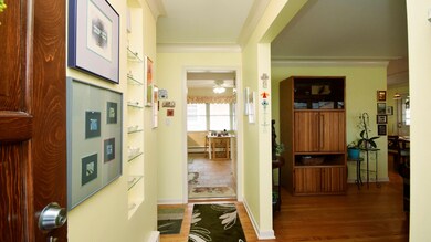 entry foyer with view of the kitchen
