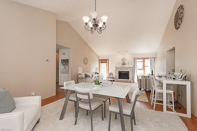 Dining area with vaulted ceiling