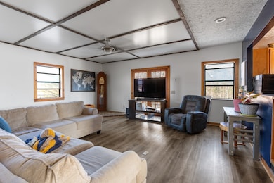 Large living room open to the kitchen