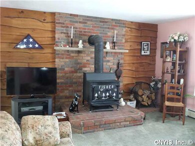 Living Room woodstove provides great heat source