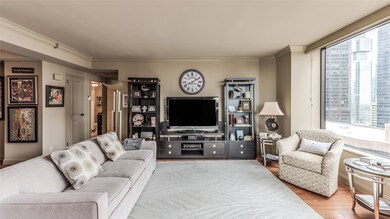 View of the spacious living room from the dining area.