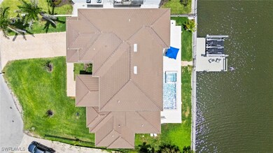Aerial view of a nearby body of water