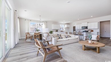 Living room featuring light wood-type flooring and