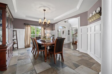 Notice the coffered ceiling and board & batten wall treatment.
