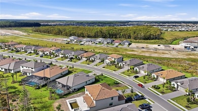 Aerial perspective of suburban area