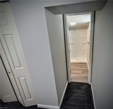 Hallway with dark hardwood floors