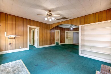 Looking through the living and dining area into th