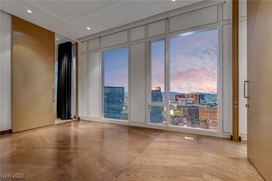 Empty room featuring recessed lighting and a view