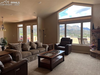 Living room featuring a mountain view