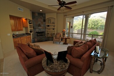 Living Room with Fireplace and Wet Bar