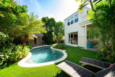 pool with tiki hut