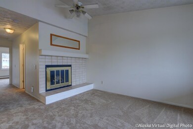 Tile-faced corner fireplace