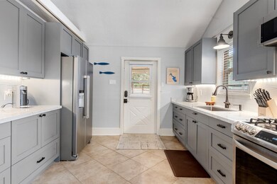 Kitchen has marble countertops