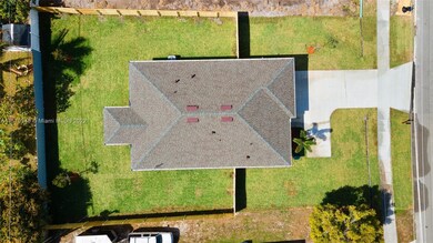 Aerial of fenced lot
