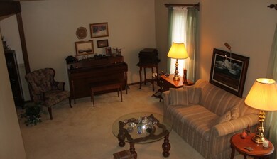 Elegant and spacious living room overlooks foyer; 