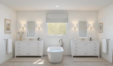 Primary bath with freestanding tub