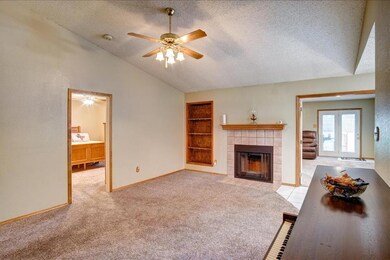 Woodburning fireplace.