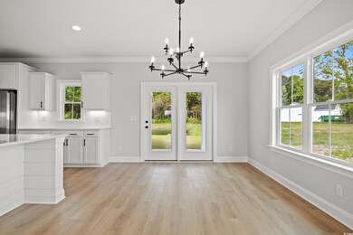 Unfurnished dining area with a chandelier, healthy