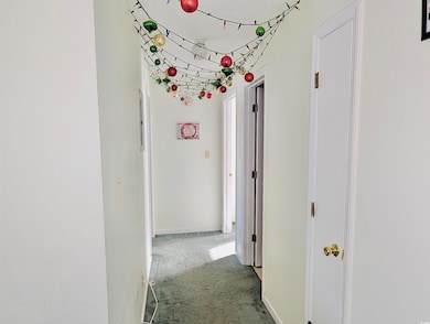 Hallway featuring carpet