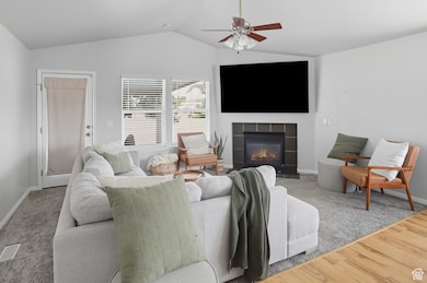 Living Room with Vaulted Ceilings and Gas Fireplace