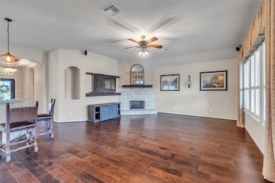 The large living space is ready for entertaining.