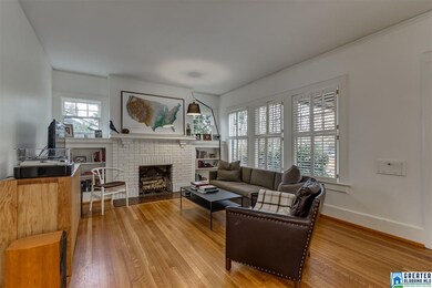 view from dining room toward fireplace