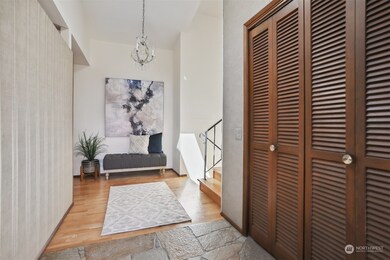 Main entry has slate tile and cathedral ceilings. Large coat closet on the side.