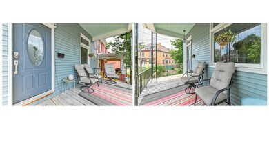 The home has a covered front porch to kick back an