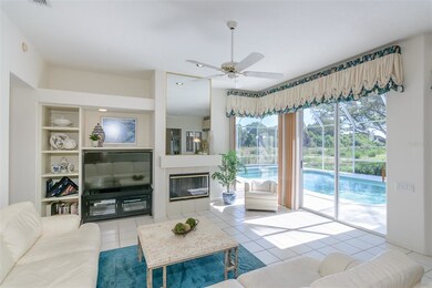 The family room is light and bright and has a wood