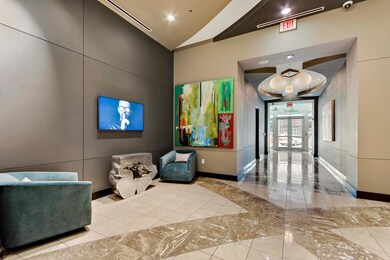 Building lobby with a security system