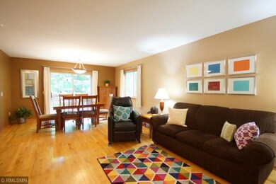 Living and dining area with hardwood floors