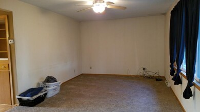 Large living area with new carpet.