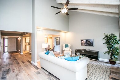 Living Room with Vaulted Ceiling