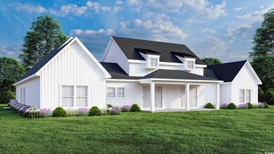 View of large rear porch and yard. This home will 