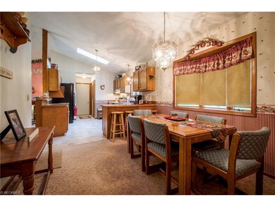 View of the dining room and kitchen