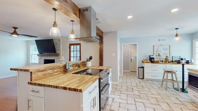 Kitchen with island exhaust hood, stainless steel 
