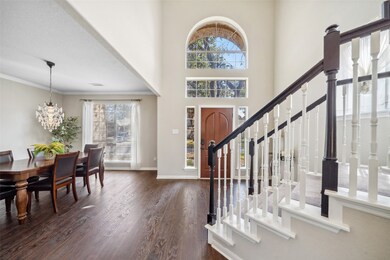 Looking back toward the front door, the formal dining room overlooks the front yard.