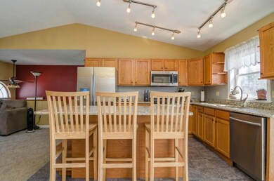 Kitchen with cathedral ceiling