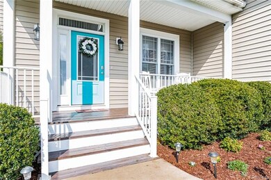 Freshly stained front porch