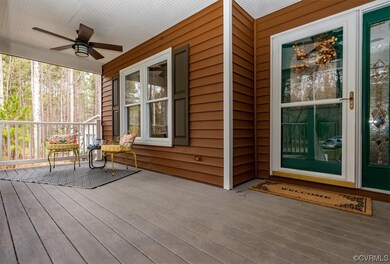 Front porch with ceiling fan