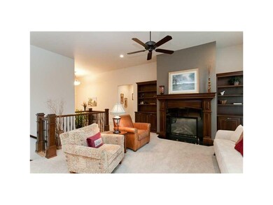 Family Room. Family room with cherry book shelves 