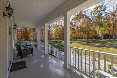 Front porch looks out onto the front yard