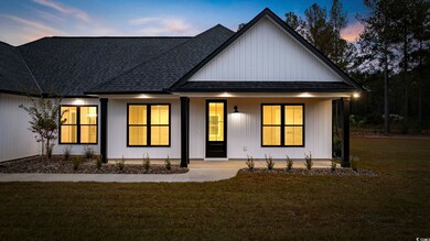 Modern inspired farmhouse with a yard